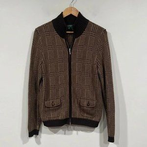 Ralph Lauren Brown Long Sleeve Full Zip Cardigan L